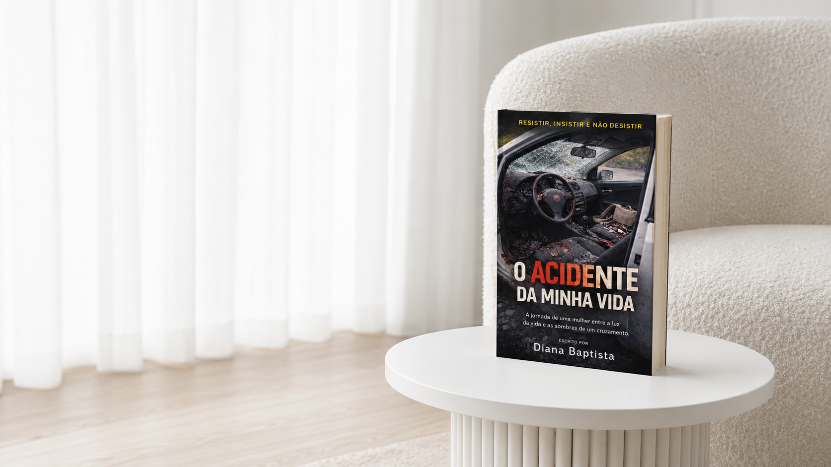 O livro O Acidente da Minha Vida num espaço luminoso de leitura